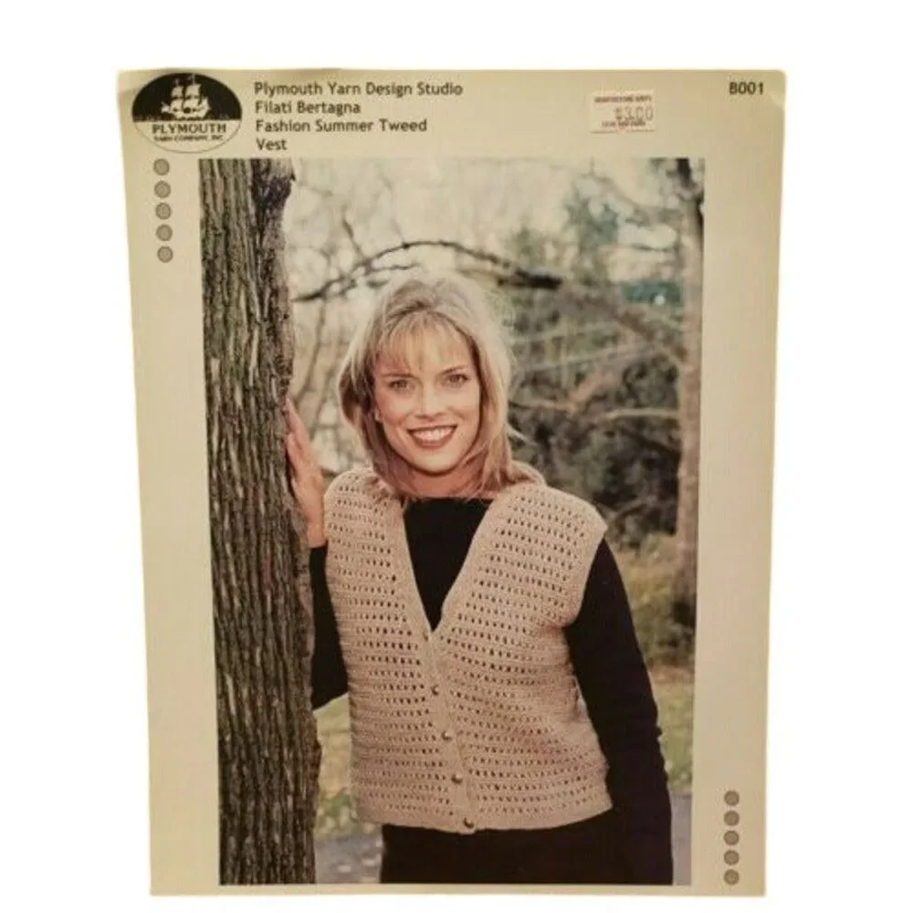 New Plymouth B001 Filati Bertagna Fashion Summer Tweed Vest Knitting Pattern
